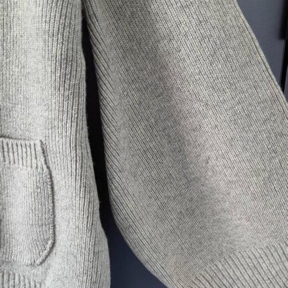 Khaite Beige Wool Cardigan Sweater V-Neck with Patch Pockets - Picture 8 of 9